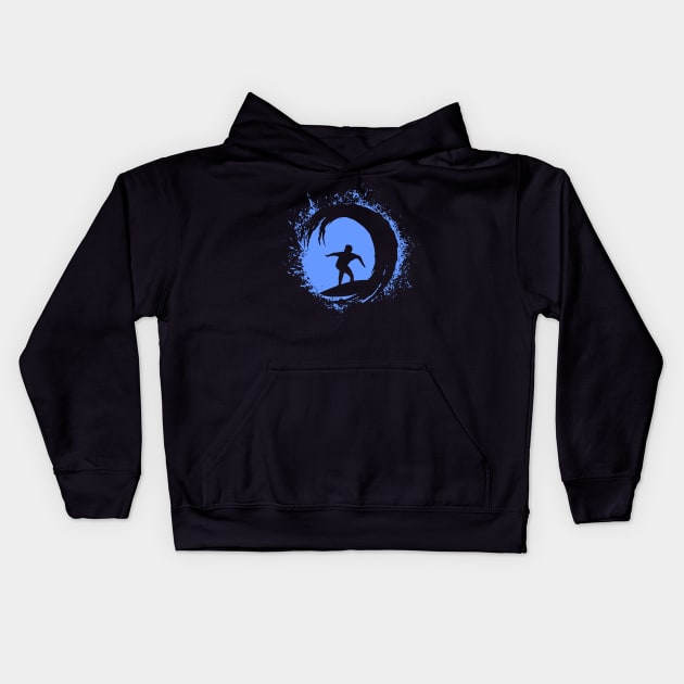 Surfer Surfing Kids Hoodie by Caskara